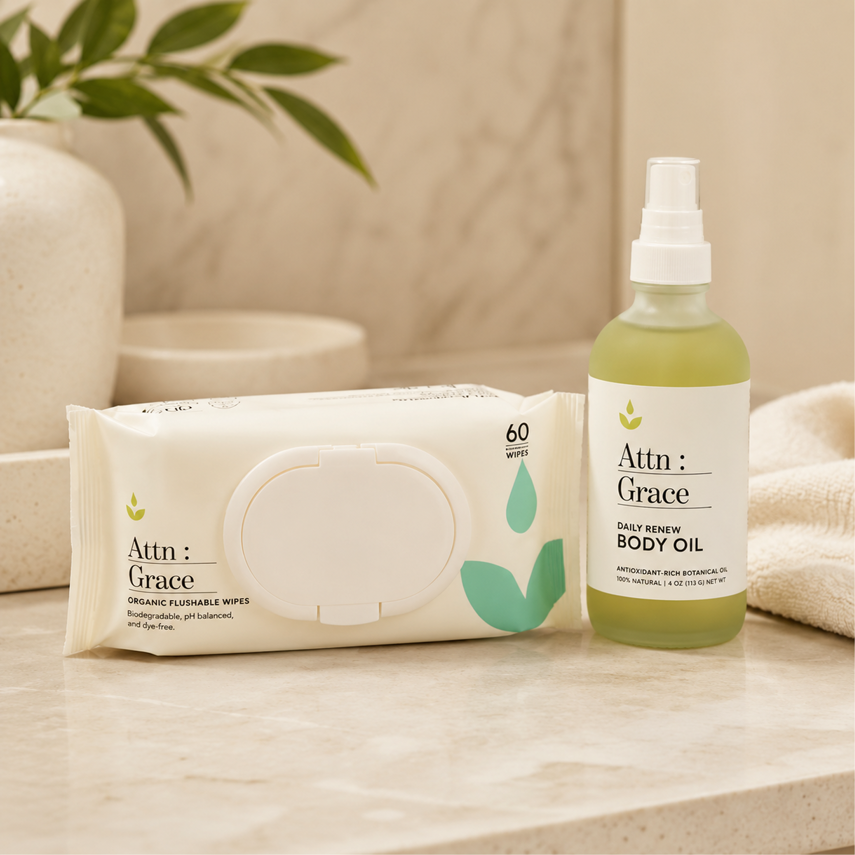The Refresh — Daily Renew Body Oil + Organic Flushable Wipes